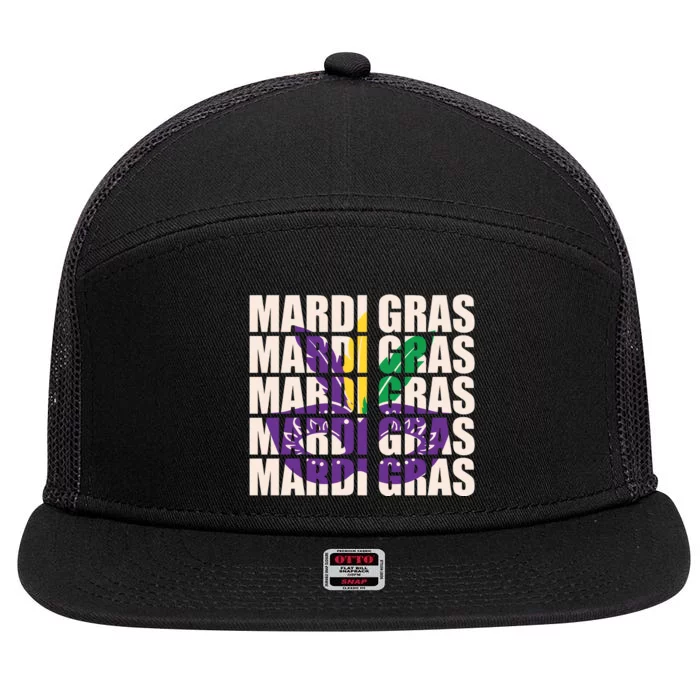 Mardi Gras Mask Mardi Gras Party Costume 7 Panel Mesh Trucker Snapback Hat