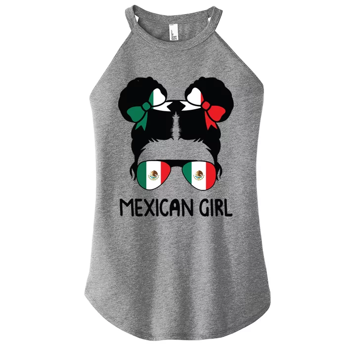 Mexican Girl Messy Hair Mexican Flag Mexico Pride Women’s Perfect Tri Rocker Tank