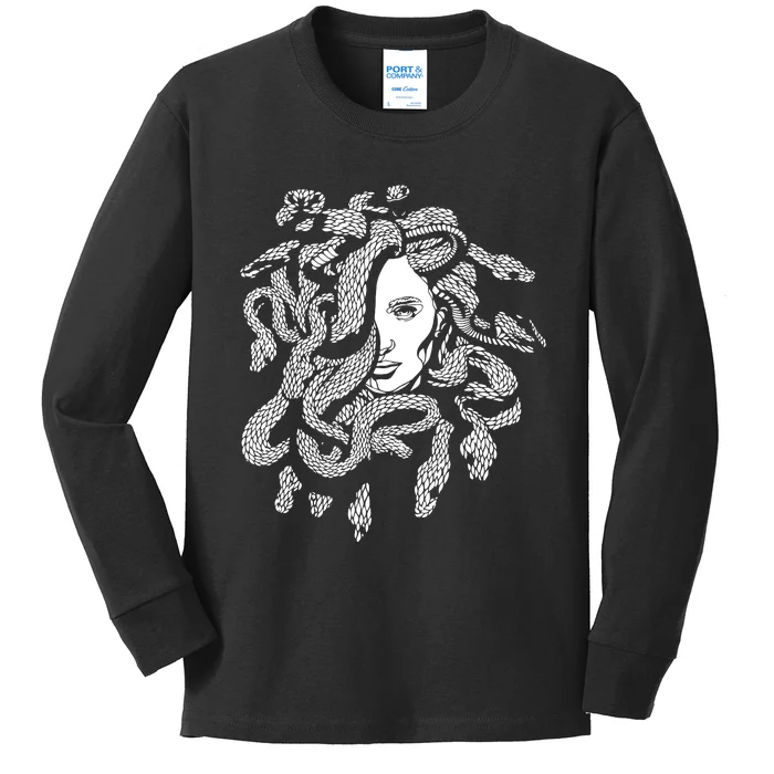 Medusa Greek Mythology Snake Lover Kids Long Sleeve Shirt