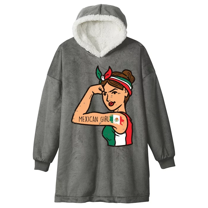 Mexican Girl Mujer Rosie Riveter Cinco De Mayo Fiesta Hooded Wearable Blanket