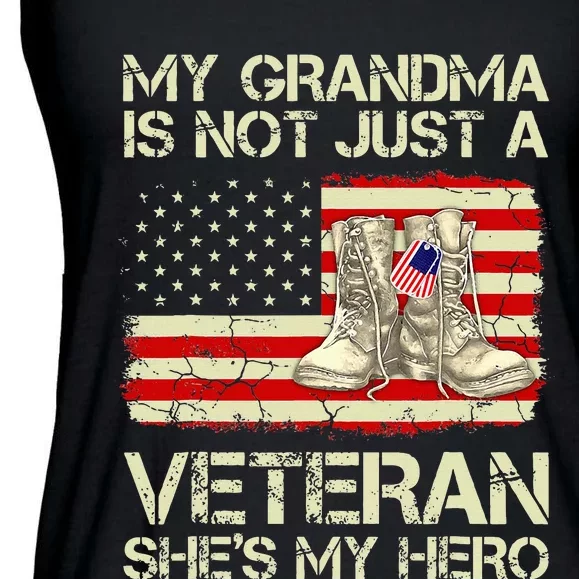 My Grandma Not Just Veteran She Is Hero Combat Boots US Flag Ladies Essential Flowy Tank