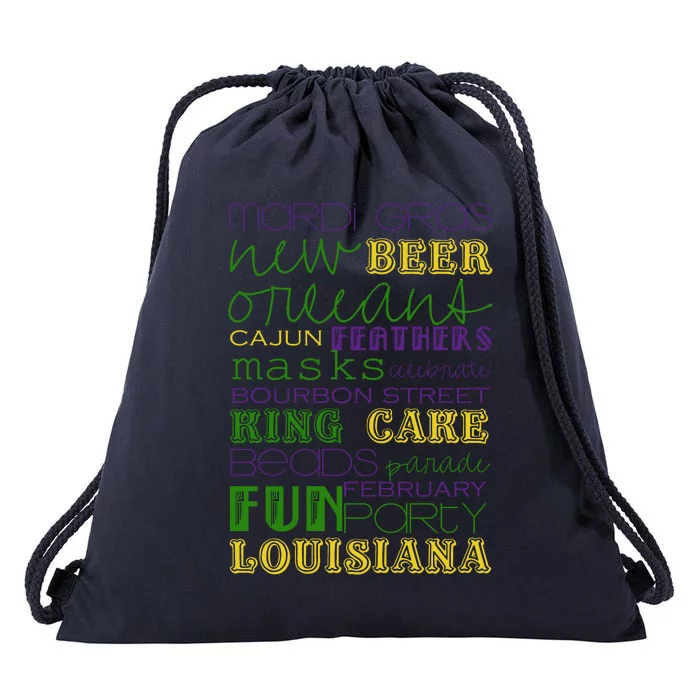 Mardi Gras New Orleans Festive Fun Party Drawstring Bag