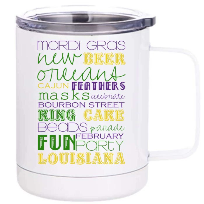 Mardi Gras New Orleans Festive Fun Party Front & Back 12oz Stainless Steel Tumbler Cup