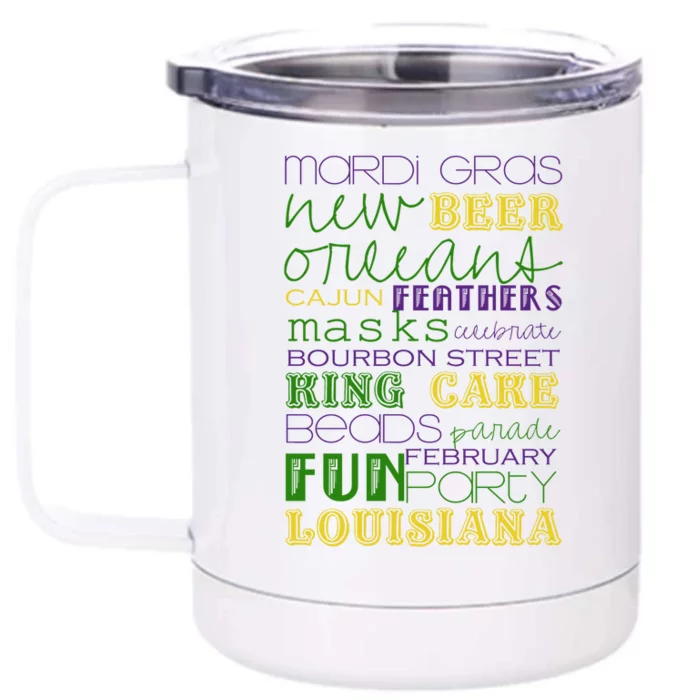 Mardi Gras New Orleans Festive Fun Party Front & Back 12oz Stainless Steel Tumbler Cup