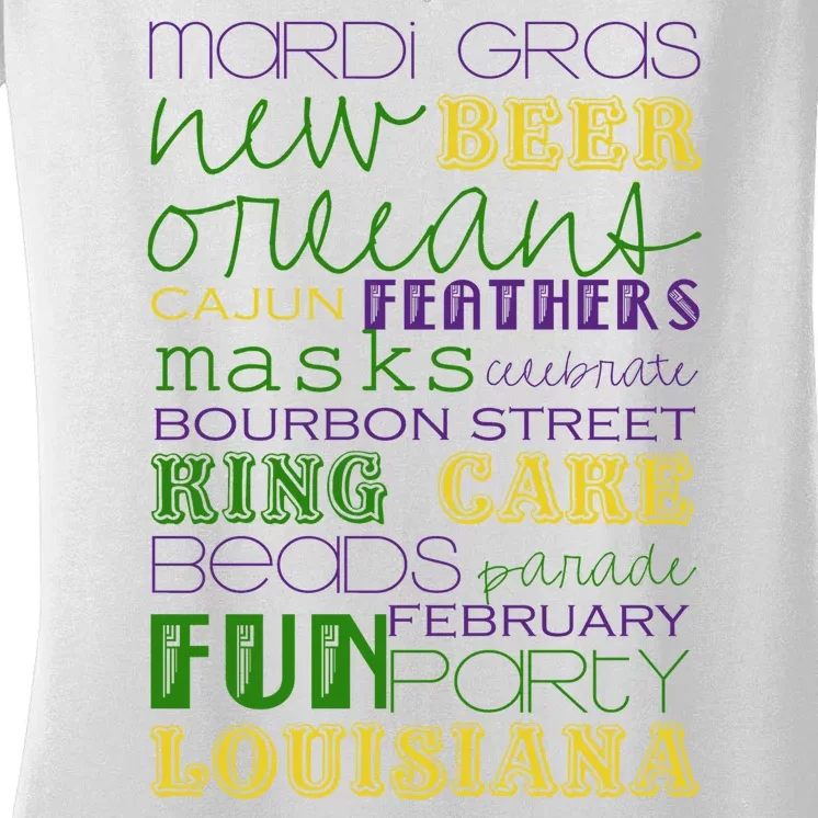 Mardi Gras New Orleans Festive Fun Party Women's V-Neck T-Shirt