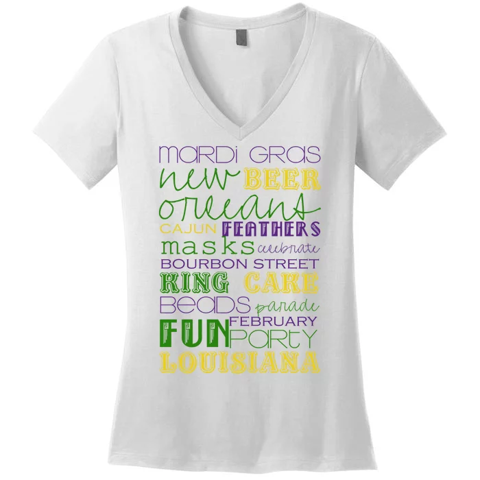 Mardi Gras New Orleans Festive Fun Party Women's V-Neck T-Shirt