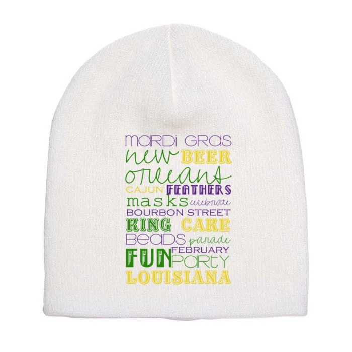 Mardi Gras New Orleans Festive Fun Party Short Acrylic Beanie