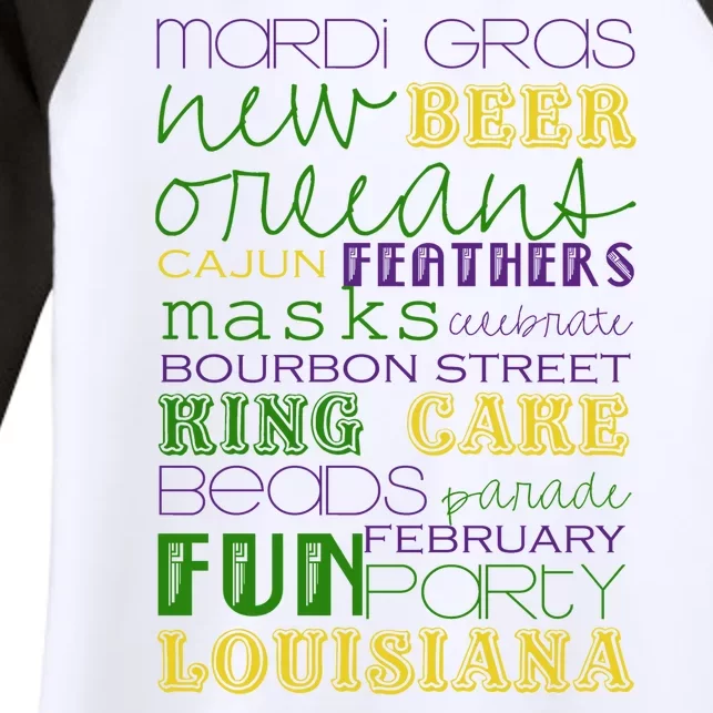 Mardi Gras New Orleans Festive Fun Party Women's Tri-Blend 3/4-Sleeve Raglan Shirt