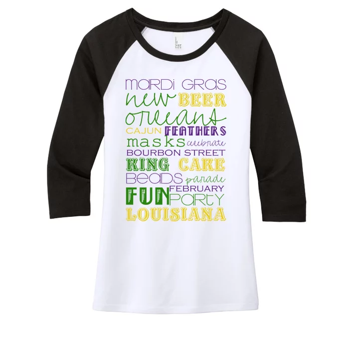 Mardi Gras New Orleans Festive Fun Party Women's Tri-Blend 3/4-Sleeve Raglan Shirt