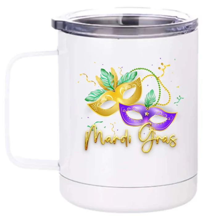 Mari Gras New Orleans Party Front & Back 12oz Stainless Steel Tumbler Cup