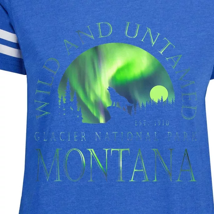 Montana Glacier National Park Northern Lights Enza Ladies Jersey Football T-Shirt