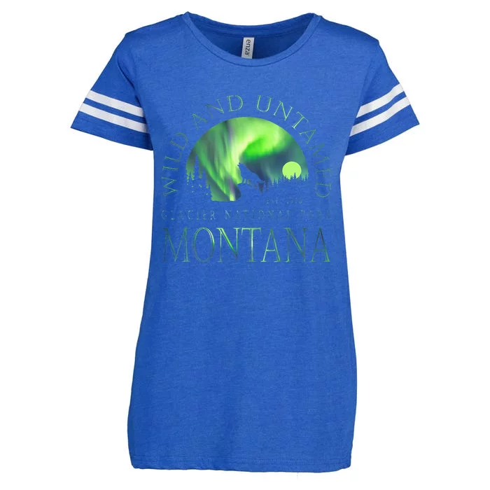 Montana Glacier National Park Northern Lights Enza Ladies Jersey Football T-Shirt