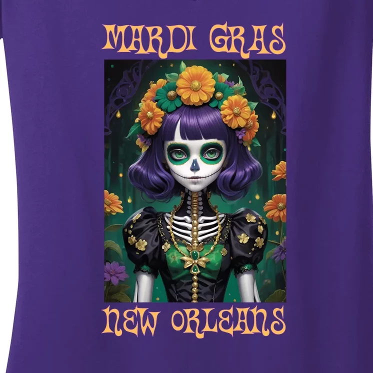 Mardi Gras New Orleans 2024 Women's V-Neck T-Shirt