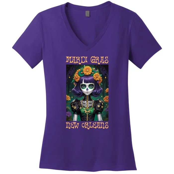 Mardi Gras New Orleans 2024 Women's V-Neck T-Shirt