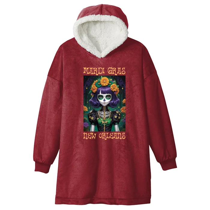 Mardi Gras New Orleans 2024 Hooded Wearable Blanket