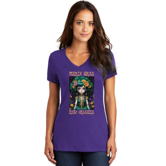 Mardi Gras New Orleans 2024 Women's V-Neck T-Shirt