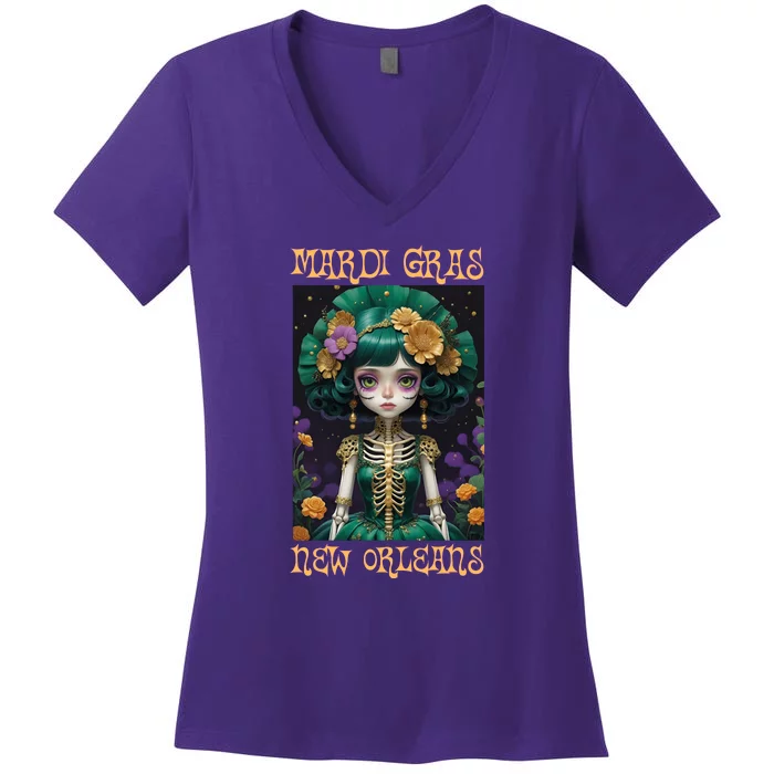 Mardi Gras New Orleans 2024 Women's V-Neck T-Shirt