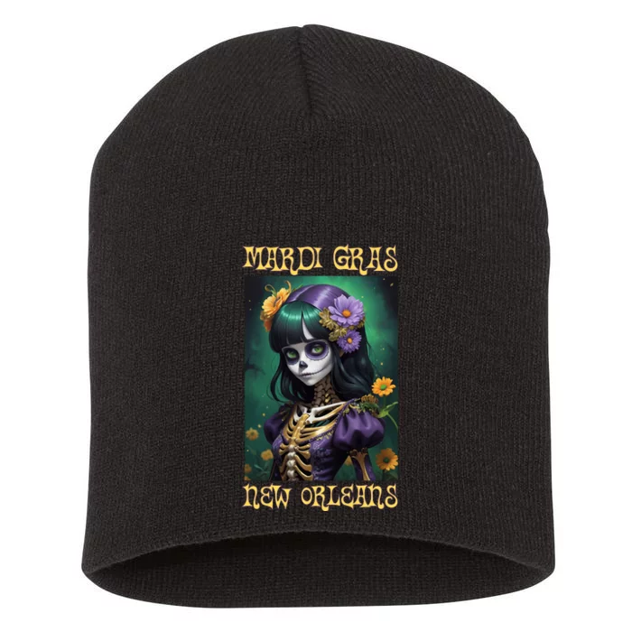 Mardi Gras New Orleans 2024 Short Acrylic Beanie