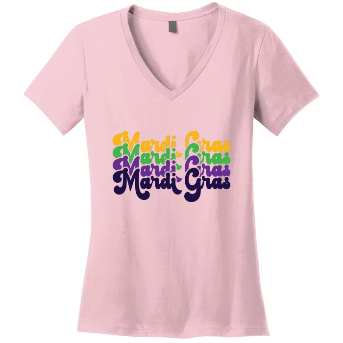 Mardi Gras New Orleans Retro Women's V-Neck T-Shirt