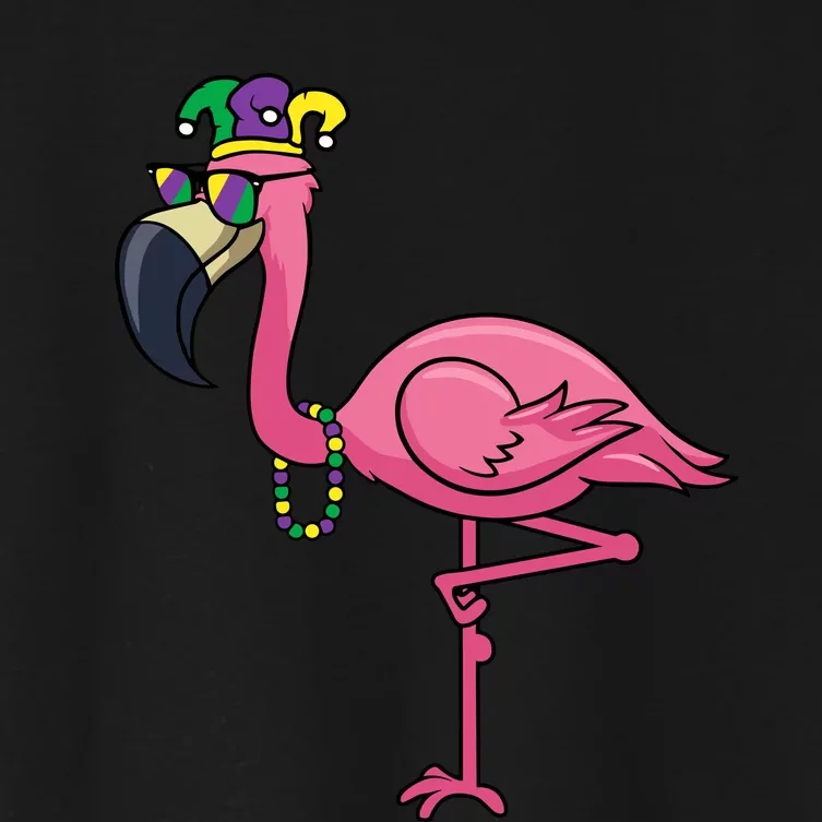 Mardi Gras New Orleans Flamingo Tall Women's Crop Top Tee