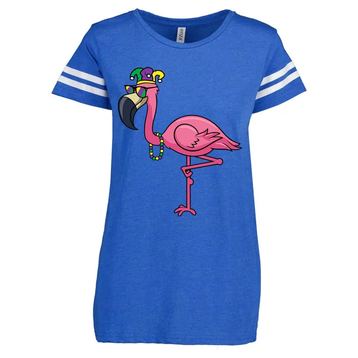 Mardi Gras New Orleans Flamingo Tall Enza Ladies Jersey Football T-Shirt