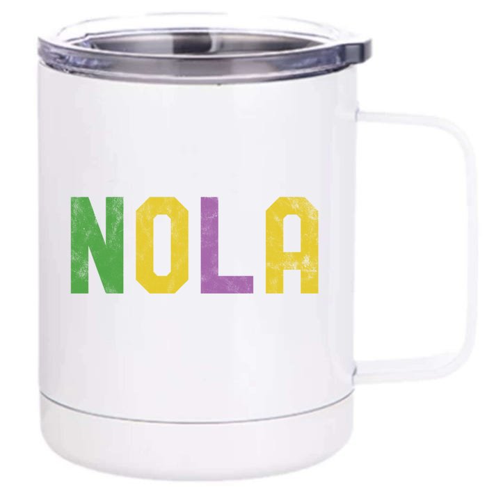 Mardi Gras Nola New Orleans Retro Party Gift Front & Back 12oz Stainless Steel Tumbler Cup