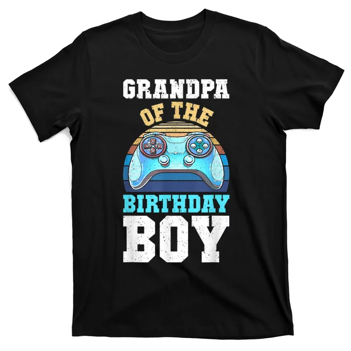 Men Grandpa Of The Birthday Boy Matching Video Gamer Birthday T-Shirt