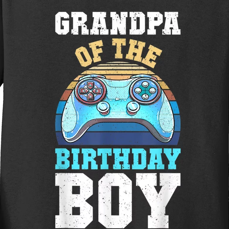 Men Grandpa Of The Birthday Boy Matching Video Gamer Birthday Kids Long Sleeve Shirt