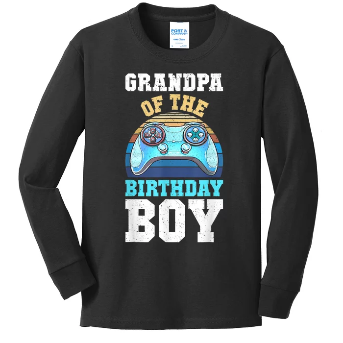 Men Grandpa Of The Birthday Boy Matching Video Gamer Birthday Kids Long Sleeve Shirt