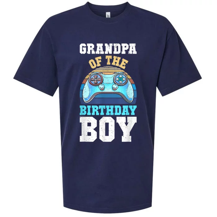 Men Grandpa Of The Birthday Boy Matching Video Gamer Birthday Sueded Cloud Jersey T-Shirt