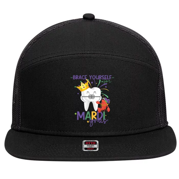 Mardi Gras Orthodonist Brace Yourself For Mardi Gras 7 Panel Mesh Trucker Snapback Hat