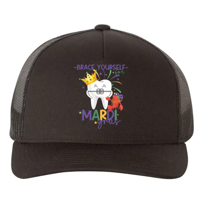 Mardi Gras Orthodonist Brace Yourself For Mardi Gras Yupoong Adult 5-Panel Trucker Hat