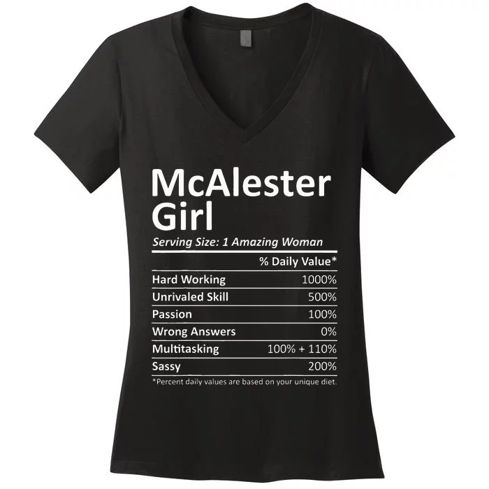 Mcalester Girl Ok Oklahoma Funny City Home Roots Women's V-Neck T-Shirt