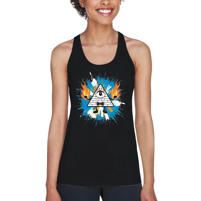 Mountain Gravity Oregon Usa Adventure Awaits Falls Life Eye Women's Racerback Tank