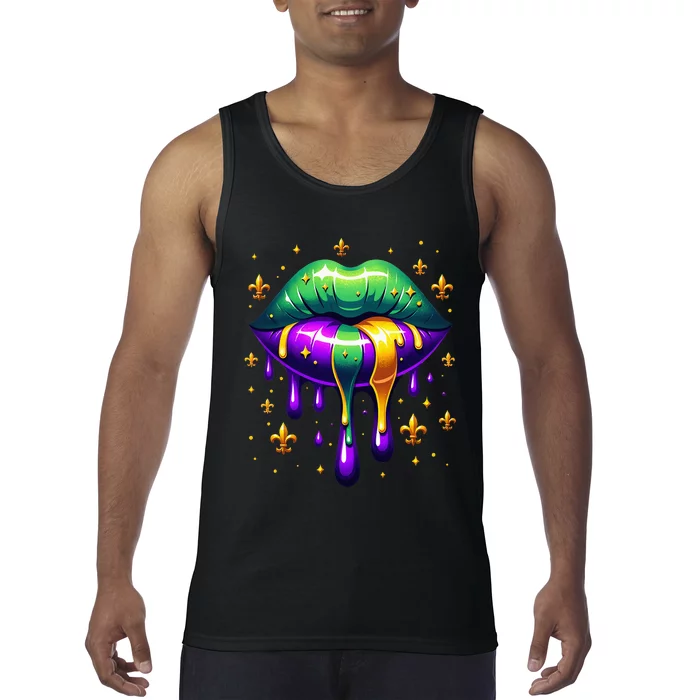 Mardi Gras Outfit Costume Mardi Gras Lips Tank Top