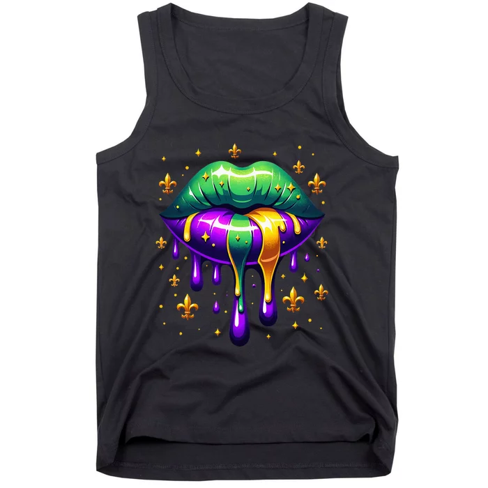 Mardi Gras Outfit Costume Mardi Gras Lips Tank Top