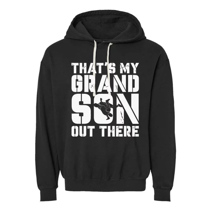 My Grandson Out There Wrestling Grandma Grandpa Garment-Dyed Fleece Hoodie