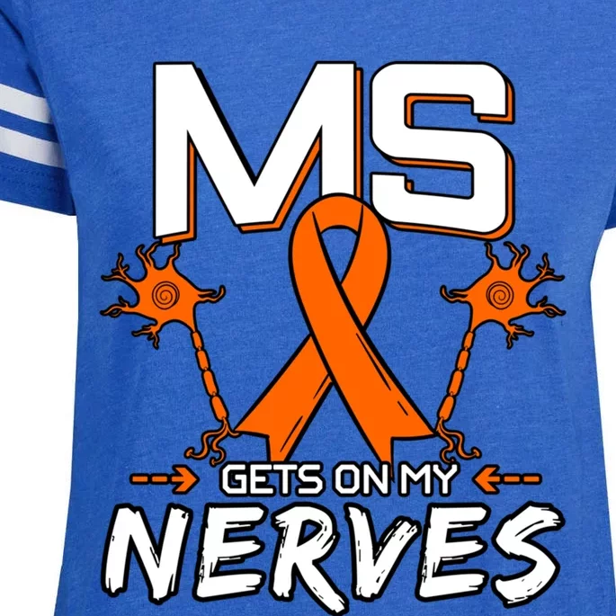 Ms Gets On My Nerves Multiple Sclerosis Awareness Survivor Cool Gift Enza Ladies Jersey Football T-Shirt