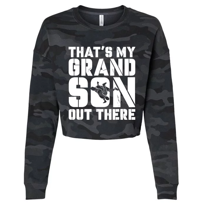 My Grandson Out There Wrestling Grandma Grandpa Cropped Pullover Crew