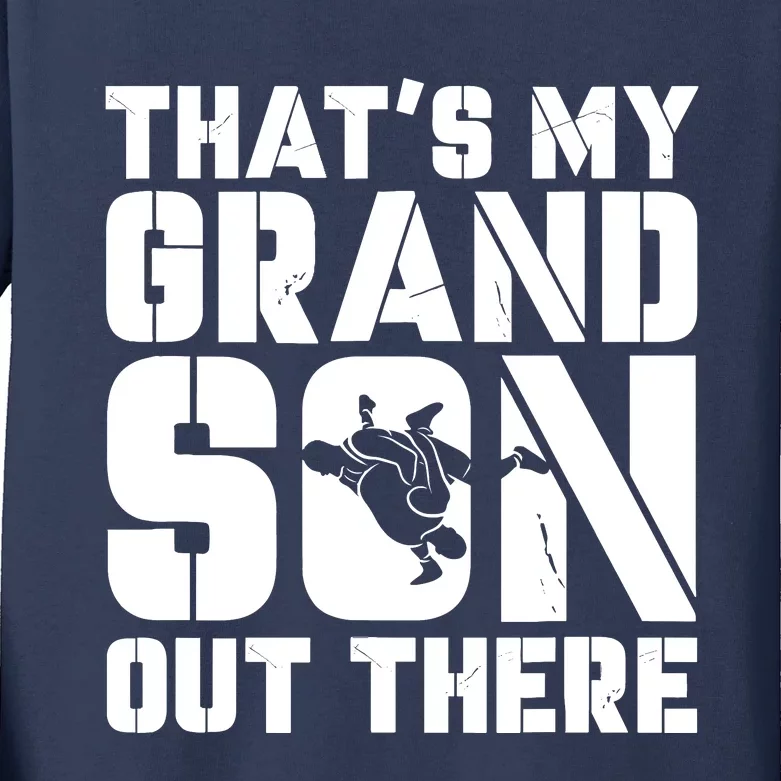 My Grandson Out There Wrestling Grandma Grandpa Kids Long Sleeve Shirt