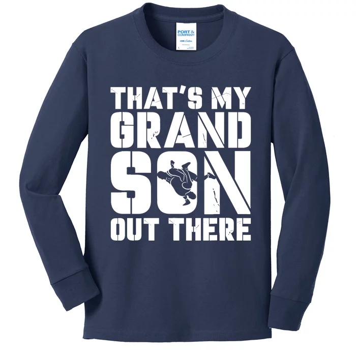 My Grandson Out There Wrestling Grandma Grandpa Kids Long Sleeve Shirt