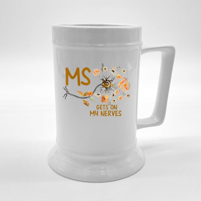 MS Gets On My Nerves Multiple Sclerosis Awareness Front & Back Beer Stein