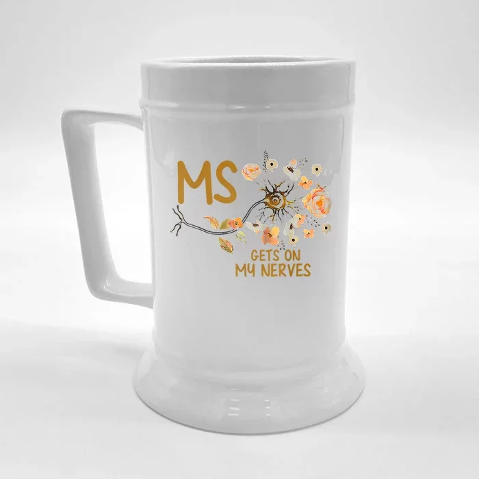 MS Gets On My Nerves Multiple Sclerosis Awareness Front & Back Beer Stein