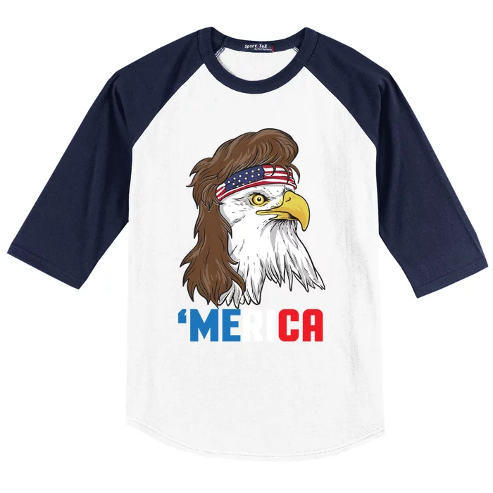 Merica Gift Patriotic Mullet Eagle Pride Gift Baseball Sleeve Shirt