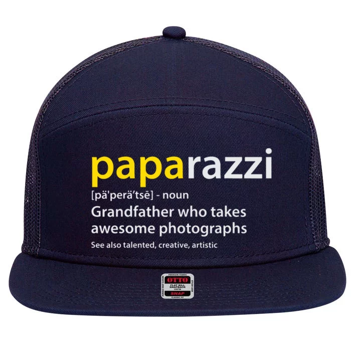 Men Grandfather Photographer PAPArazzi Definition 7 Panel Mesh Trucker Snapback Hat