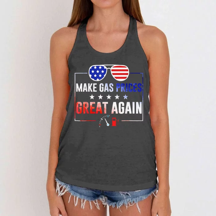 Make Gas Prices Great Again Women Sunglasses Political Women's Knotted Racerback Tank