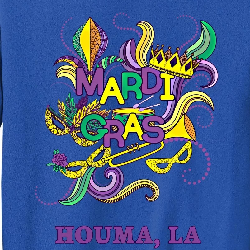 Mardi Gras Parade Carnival Houma Louisiana Gift Mask Tall Sweatshirt