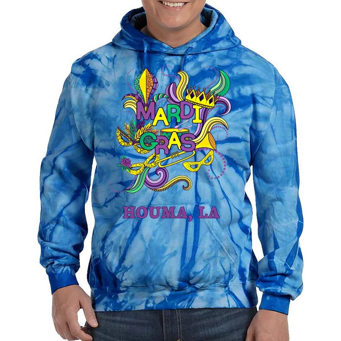 Mardi Gras Parade Carnival Houma Louisiana Gift Mask Tie Dye Hoodie