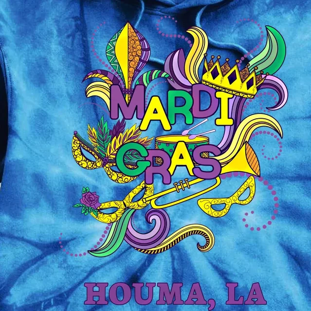 Mardi Gras Parade Carnival Houma Louisiana Gift Mask Tie Dye Hoodie