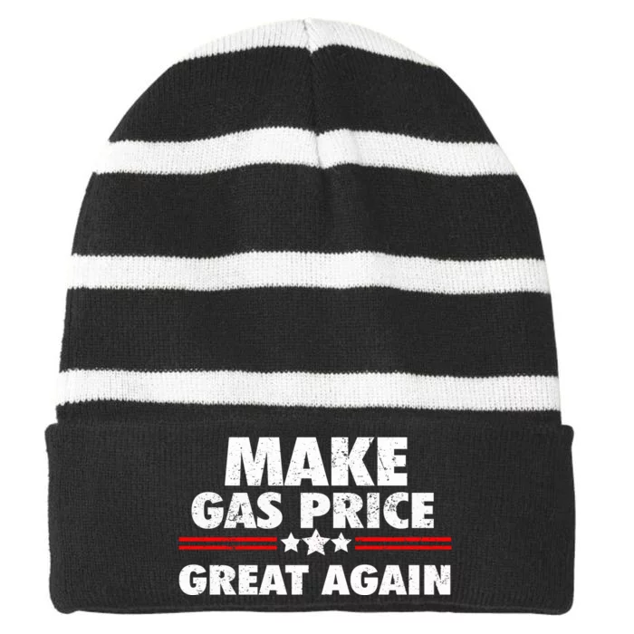 Make Gas Prices Great Again Anti Biden Trump Republican 2024 Striped Beanie with Solid Band